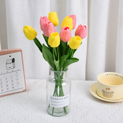 Tiền bán chạy xuyên biên giới hoa nhân tạo tulip PU, trang trí bó hoa cưới Amazon, phòng khách và trang trí nhà hoa nhân tạo