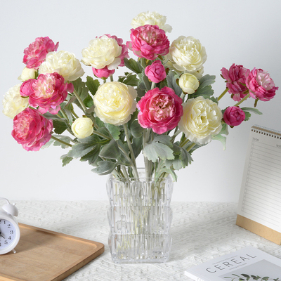 Giá tốt. Simulated High-end 3-head Plush Thousand Pose Hoa sen, Ocean Peony, hoa giả, trang trí đám cưới tại nhà, hoa giả cao cấp trực tuyến
