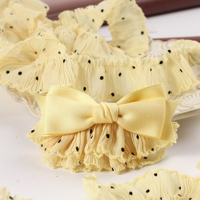 Xanh dệt dải tóc phụ kiện cho quần áo trẻ em và váy Lolita Polka Dot váy nhăn Hem 100m