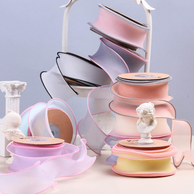Giá tốt. Ứng dụng đa năng Miếng vải đan xen màu sắc Transparent Woven Ribbon cho phụ kiện tóc trực tuyến
