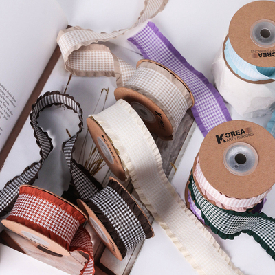 Vành lá sen Thousand Bird Grid ruy băng dệt DIY túi quần áo, mũ, phụ kiện, phụ kiện tóc bướm, hoa tươi, bánh, quà tặng, dây đeo