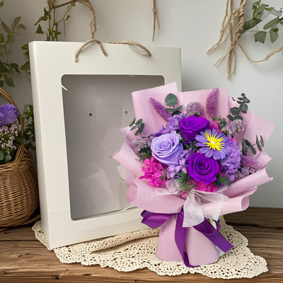 Giá tốt. Chuỗi hoa hoa màu tím được bảo quản xuyên biên giới đã hoàn thành Ngày Valentine, quà sinh nhật của bạn gái, hoa bảo quản đồ trang trí cao cấp trực tuyến