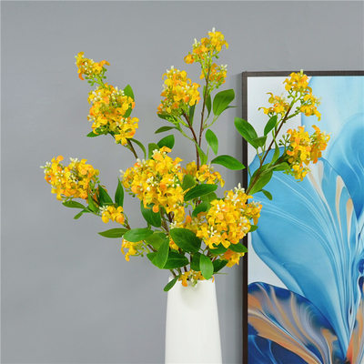 Giá tốt. Thousand Miles Fragrance Single Branch Golden Osmanthus Simulated Flower Chất lượng cao Hoa Lilac Hoa Phòng khách Bàn làm việc Silk Flower Arrangement Decoration trực tuyến