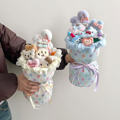 Giá tốt. Dopamine polka dot fabric đã hoàn thành bó hoa xà phòng hoa hồng quà ngày Valentine cho bạn bè và bạn gái trực tuyến