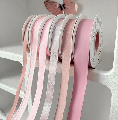 Nhạc màu hồng Nhớ Ribbon Hoa sắp xếp Bao bì phụ kiện tóc Bao bì quà tặng với bó hoa tự làm