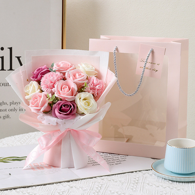Giá tốt. Món quà ngày Valentine thực tế, quà sinh nhật cho bạn gái và người bạn thân nhất, xà phòng hoa hồng, 11 bông hoa, bó hoa túi xách bán buôn trực tuyến