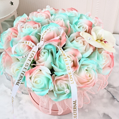 Giá tốt. Rose xà phòng hoa ôm xô hộp quà tặng, Qixi Festival Valentine ngày xô hoa hình trụ sắp xếp xô, Ngày giáo viên hoa nghệ thuật hộp quà tặng, bó hoa trực tuyến