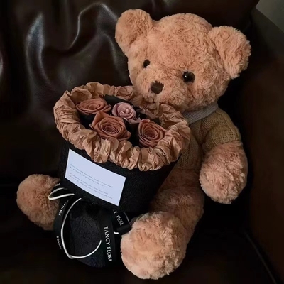 Giá tốt. Búp bê nhồi bông gấu dễ thương bó hoa, hoa hồng vĩnh cửu hoa nhân tạo quà tặng ngày Valentine, quà sinh nhật cho bé gái trực tuyến