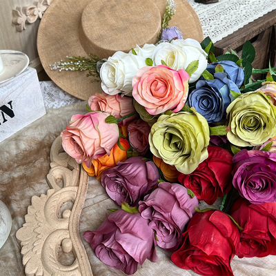 Giá tốt. 3 hoa hồng ngọc trai, hoa hồng giả, trang trí phòng đám cưới, Ngày Valentine, bó hoa cầm tay, tường hoa hồng, hoa giả, tạo ra khung cảnh trực tuyến