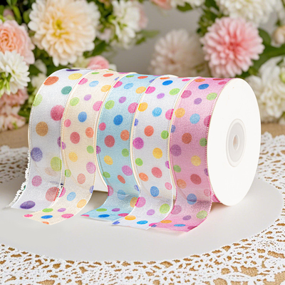 Giá tốt. In ruy băng in chuyển nhiệt cầu vồng sóng chấm cho bao bì bánh sinh nhật Ruy băng sợi Ngày Thiếu nhi trực tuyến