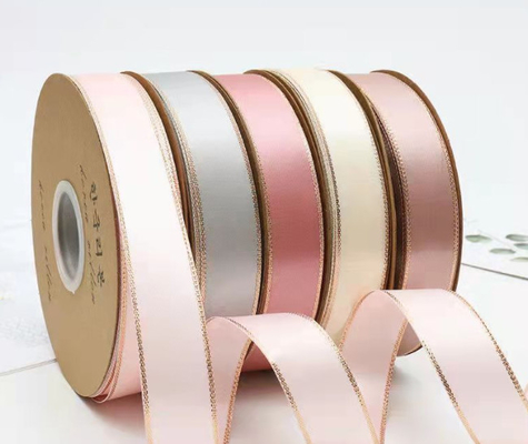 Hình trang trí dải ruy và vàng trên dây đai polyester hai mặt cao độ bền cho hoa nướng