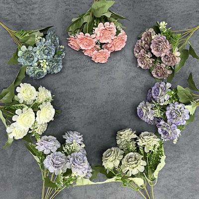 Bó hoa hồng dâm bụt 7 đầu mô phỏng trang trí nhà cửa trang trí cảnh đám cưới trang trí hoa giả thủ công xuyên biên giới