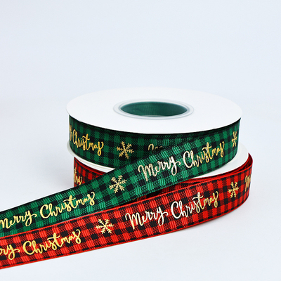 Giá tốt. 2.5cm x 25m Giáng sinh Hot Stamped Ribbon hoàn hảo cho đồ trang trí hộp quà tặng trực tuyến