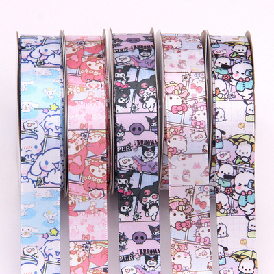 Ruy băng họa tiết hoạt hình Sanrio dễ thương bằng polyester dùng cho thủ công DIY, hoàn hảo để gói hộp quà tặng học sinh