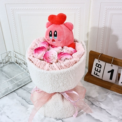 Giá tốt. Con búp bê hoạt hình, bó hoa hồng, hoa xà phòng, Lễ hội Qixi, Con búp bê Star Kirby, bó hoa, bó xà phòng trực tuyến