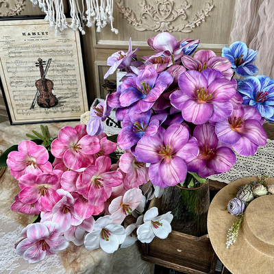 Giá tốt. Seven Head Tulip Simulation Hoa giả làm bằng tay bó hoa trang trí đám cưới với hoa lụa hoa nhân tạo trang trí đám cưới hoa sàn trực tuyến