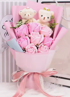 Giá tốt. Xà Phòng Hoa Hồng Tặng Hộp Xà Phòng Nhân Tạo Hoa Có Gấu Và Đèn Led Sinh Nhật Valentine Quà Cưới trực tuyến