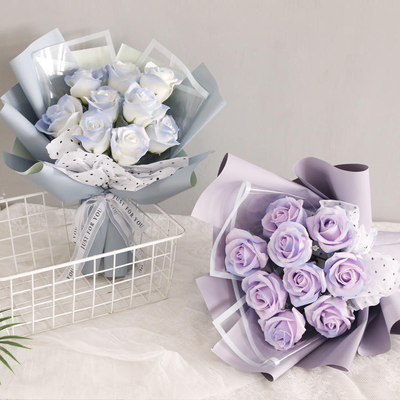 Giá tốt. Hộp quà tặng bó hoa hồng xà phòng thủ công, Hương thơm lâu dài Bó hoa xà phòng cho Valentine Giáng sinh Sinh nhật Đám cưới Quà tặng Logo tùy chỉnh trực tuyến