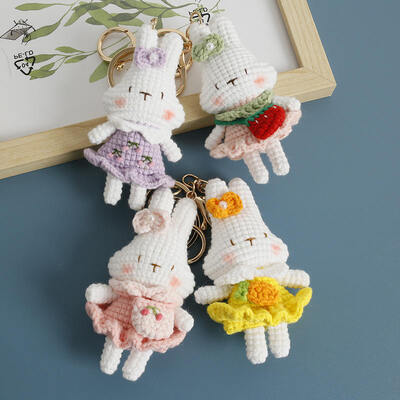 Giá tốt. Tay làm đan thỏ Keychain len dễ thương đan hoa thỏ búp bê thủ công tay đồ trang trí tinh tế trực tuyến