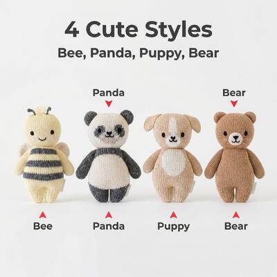 Giá tốt. Hand Knitted Animal Toys - 4 Cute Styles Bee Panda Puppy Bear - Adorable Soft Crochet Plush for Newborn Infants trực tuyến