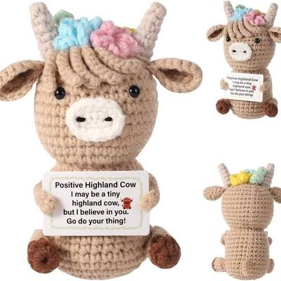 Giá tốt. 100 phong cách Mini Positive Potato thủ công lấy cảm hứng crochet đan búp bê hỗ trợ cảm xúc quà đan bò Positive Highland trực tuyến