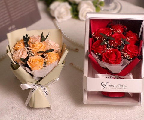 Giá tốt. Valentine's Day Gifts Soap Flower Bouquet Birthday Friends Gift Rose Flowers với hộp 17cm trực tuyến