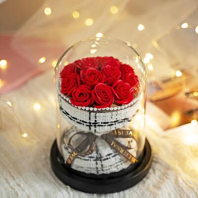 Giá tốt. Ngày Valentine của Mẹ Rose Sapon Flower Gift in Glass Dome 32*17cm Evermore Hình trang trí nghệ thuật thủ công trực tuyến