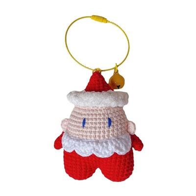 Giá tốt. Những con búp bê đan giũa Giáng sinh mới làm thủ công len đan giũa Mini đan giũa Giáng sinh Keychains trang trí đồ trang trí con búp bê đan giũa đồ chơi trực tuyến