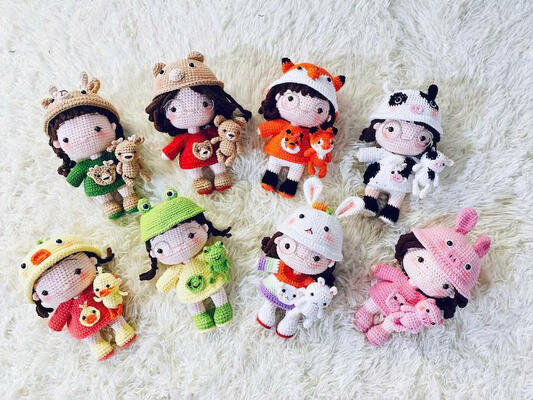 Giá tốt. Tốt nhất bán cho Giáng sinh Crochet con búp bê với vật nuôi làm bằng tay vải bông trực tuyến