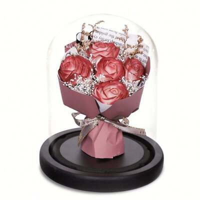 Giá tốt. Glass Dome Bảo quản bouquet hoa xà phòng với màu sắc tùy chỉnh ánh sáng nội thất trang trí quà lãng mạn cho Valentine sinh nhật lễ hội trang trí trực tuyến