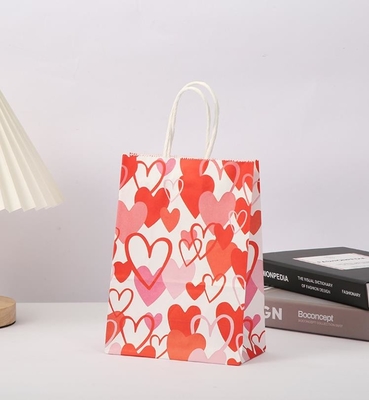 Giá tốt. Túi quà tặng giấy Kraft 80gsm màu đỏ Túi giấy in hình trái tim tình yêu Túi Goodie có tay cầm trực tuyến