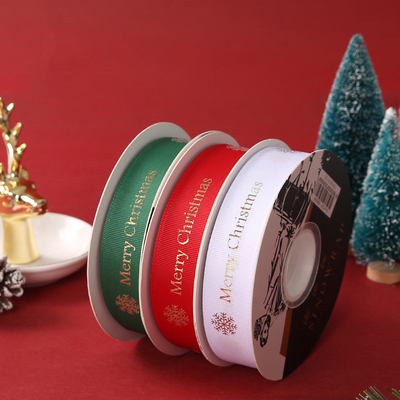 Giá tốt. Giáng sinh vui vẻ Đóng gói Quà tặng Giáng sinh Ruy băng Grosgrain 2,5cmX50Y 1 inch Ruy băng Grosgrain trực tuyến