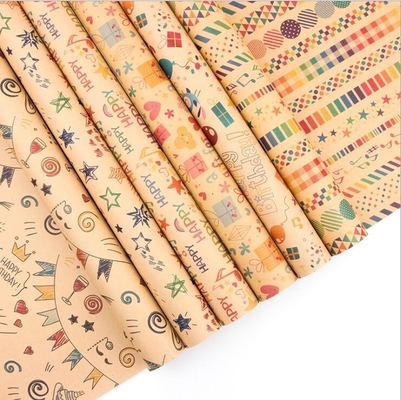 Giá tốt. Nâu 80gsm Kraft Gói quà tặng Tờ giấy cuộn 50X70cm Mẫu chúc mừng sinh nhật trực tuyến
