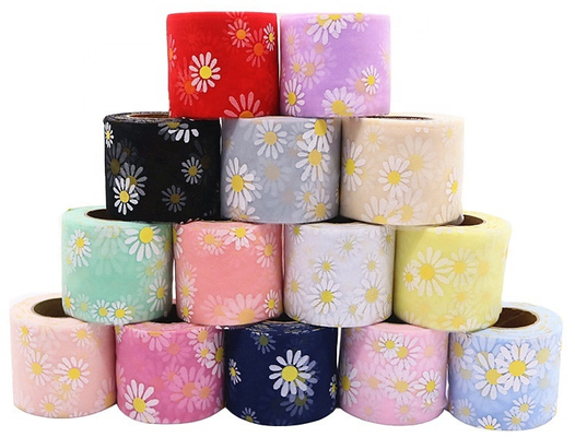 Giá tốt. Hướng dương Daisy Thêu Organza Vải tuyn cuộn 20d Đồ thủ công trang trí trực tuyến
