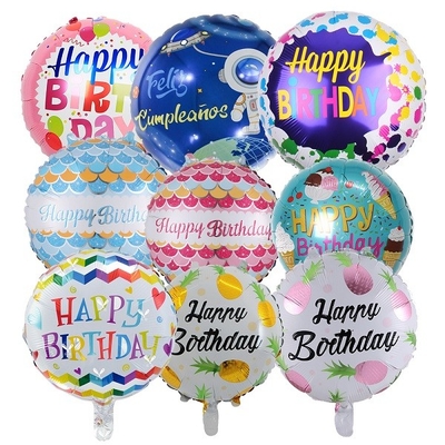 Giá tốt. Hình tròn Thư chúc mừng sinh nhật Bóng bay bằng giấy bạc đầy đủ 18 inch Bóng bay Mylar trực tuyến